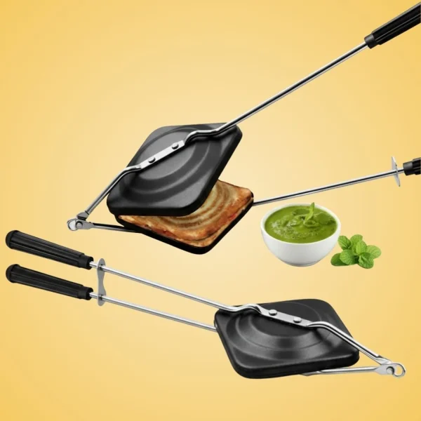 WILLTEEN 1000-Litre Oven Toaster Grill OTG Sandwich Toaster Grill Pan | Stovetop Sandwich Maker with Heat Resistant Handle, black