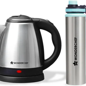 WONDERCHEF Acura Stainless-Steel Kettle 1.5L&Sippy Stainless Steel Bottle 750ml, Gift Combo Beverage Maker