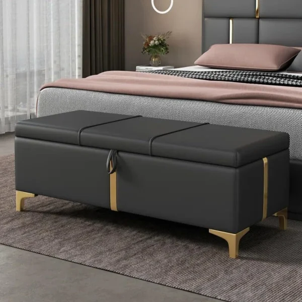 Wu Dtimber Storage Ottoman Bench with Lift-Up Lid | Seating Living Room, Bedroom & Entryway Engineered Wood Settee