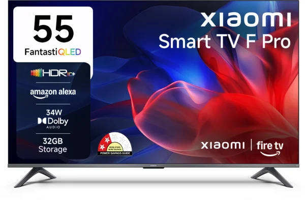 XIAOMI F Pro 138 cm (55 inch) QLED Ultra HD (4K) Smart Fire TV with 34W Box Speakers | Dolby Surround Sound| 32GB Storage | Filmmaker Mode| Alexa |...