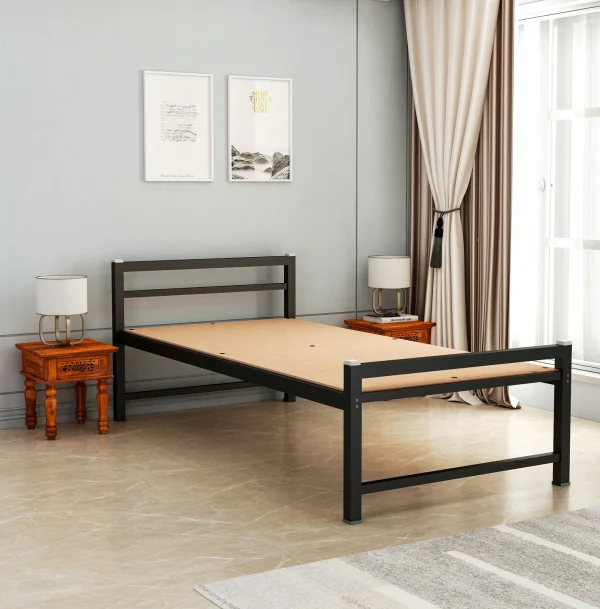 Ziaula ZIAULA Premium Metal Bed Iron Bed with Attached MDF Board (Single) Metal Single Bed, 186 cm x 91 cm (6.1 ft x 2.99 ft)